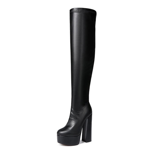 Femme Elevated Over-knæ Platform Stiletto Støvler Stilla