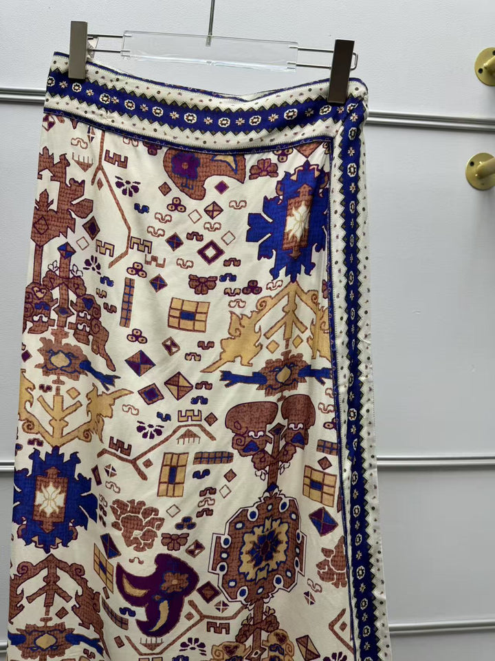 Dame Maxiskørt med kunstnerisk broderi og elegant kant Stilla