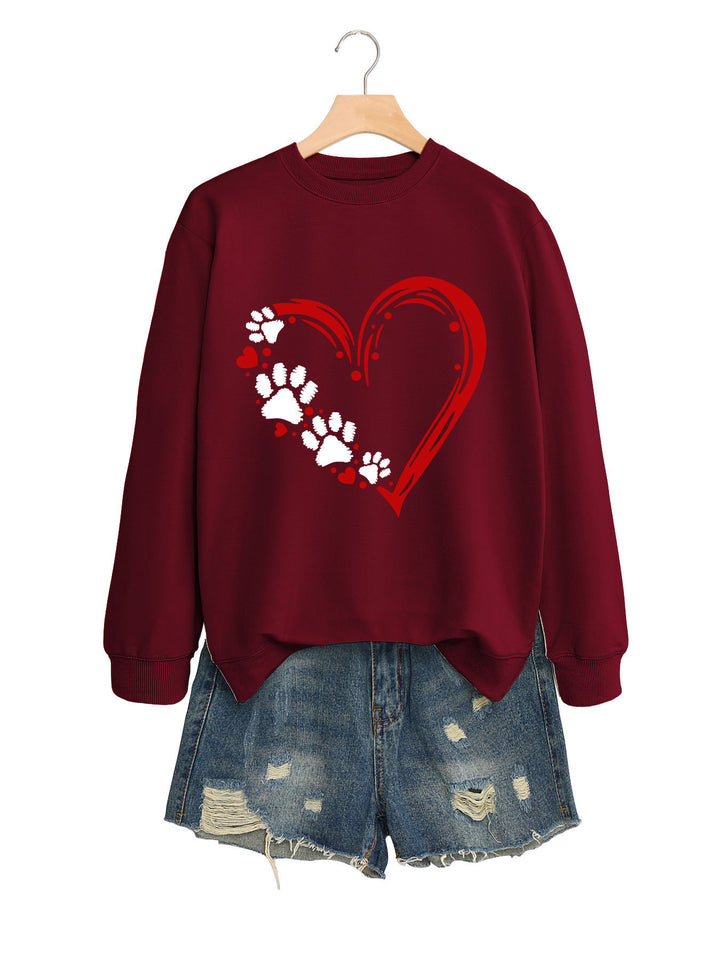 Kvinders sweatshirts med kreativt hjerte- og pote-design Stilla