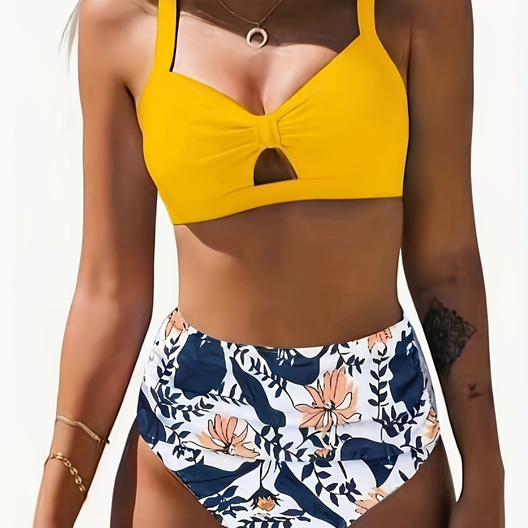 Dame bikini-sæt med moderigtigt cut-out og elegant høj talje Stilla