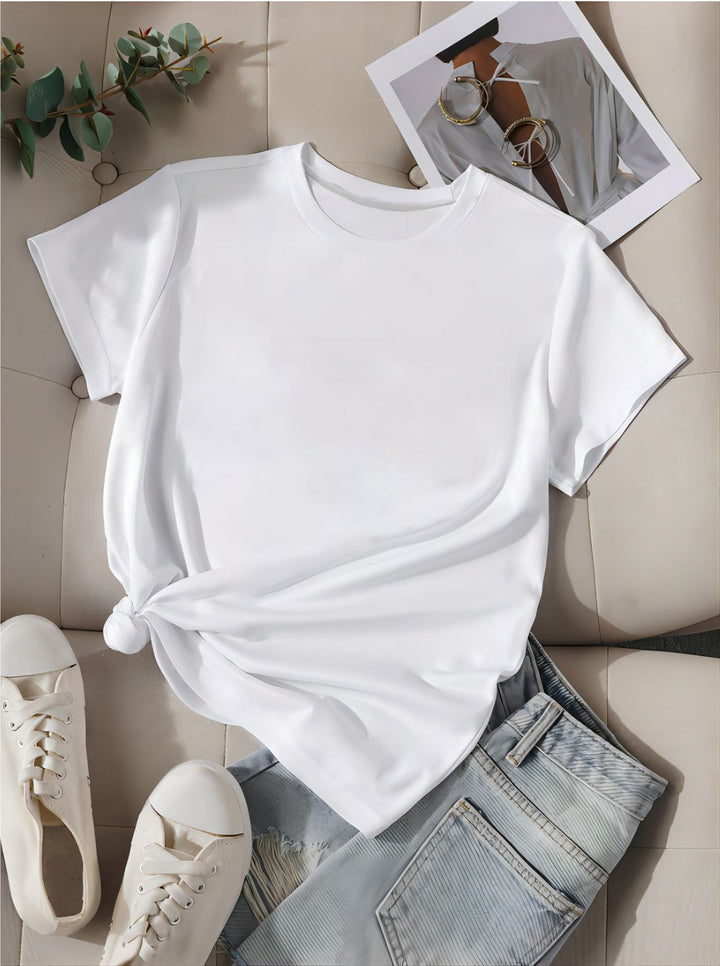 Dame oversized bomulds T-shirt med lige pasform og minimalistisk design Skovae