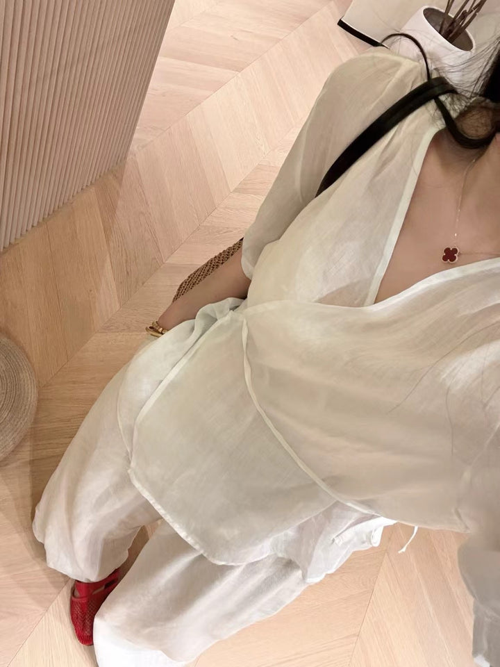 Dame Let Vikkebluse med Puffærmer Stilla
