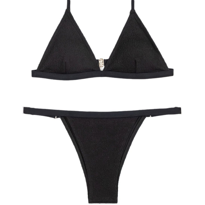 Dame Triangel-Bikini-Sæt med elegant rynkemønster og justerbare stropper Stilla