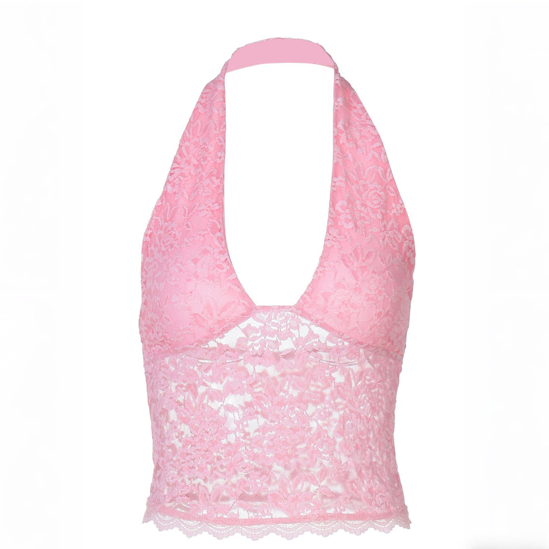 Damer Elegant Spids-Crop-Top med dyb V-udskæring og halter-design Skovae