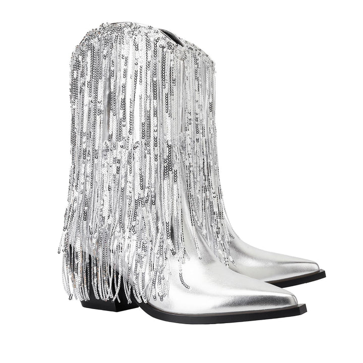 Femme Dekorative Frynse Stiletto Ankel Støvler Stilla