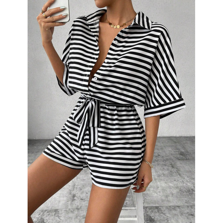 Damer Stribet Kort Jumpsuit Stilla