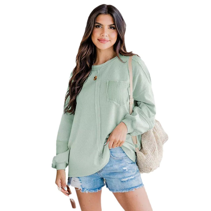 Kvinder casual oversized langærmet skjorte med ribstruktur og praktisk brystlomme Stilla