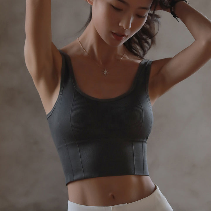 Dame Crop-Top med blød ribstruktur og moderigtig snit Stilla