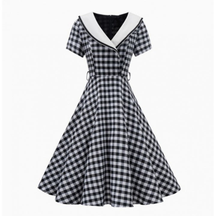 Femme Vintage Checket Swing Kjole Stilla