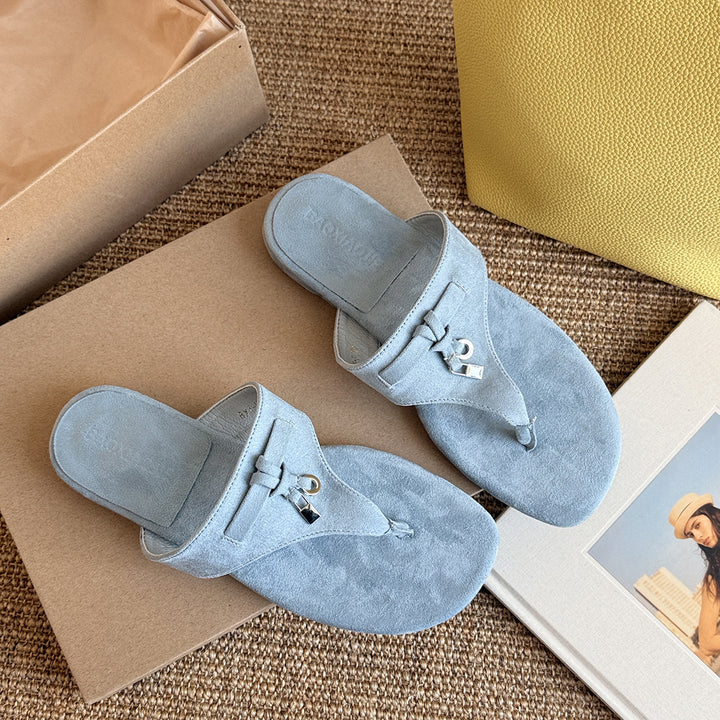 Femme Luksuriøse Suede Tå-stav Sandaler med Elegant Spænde Stilla