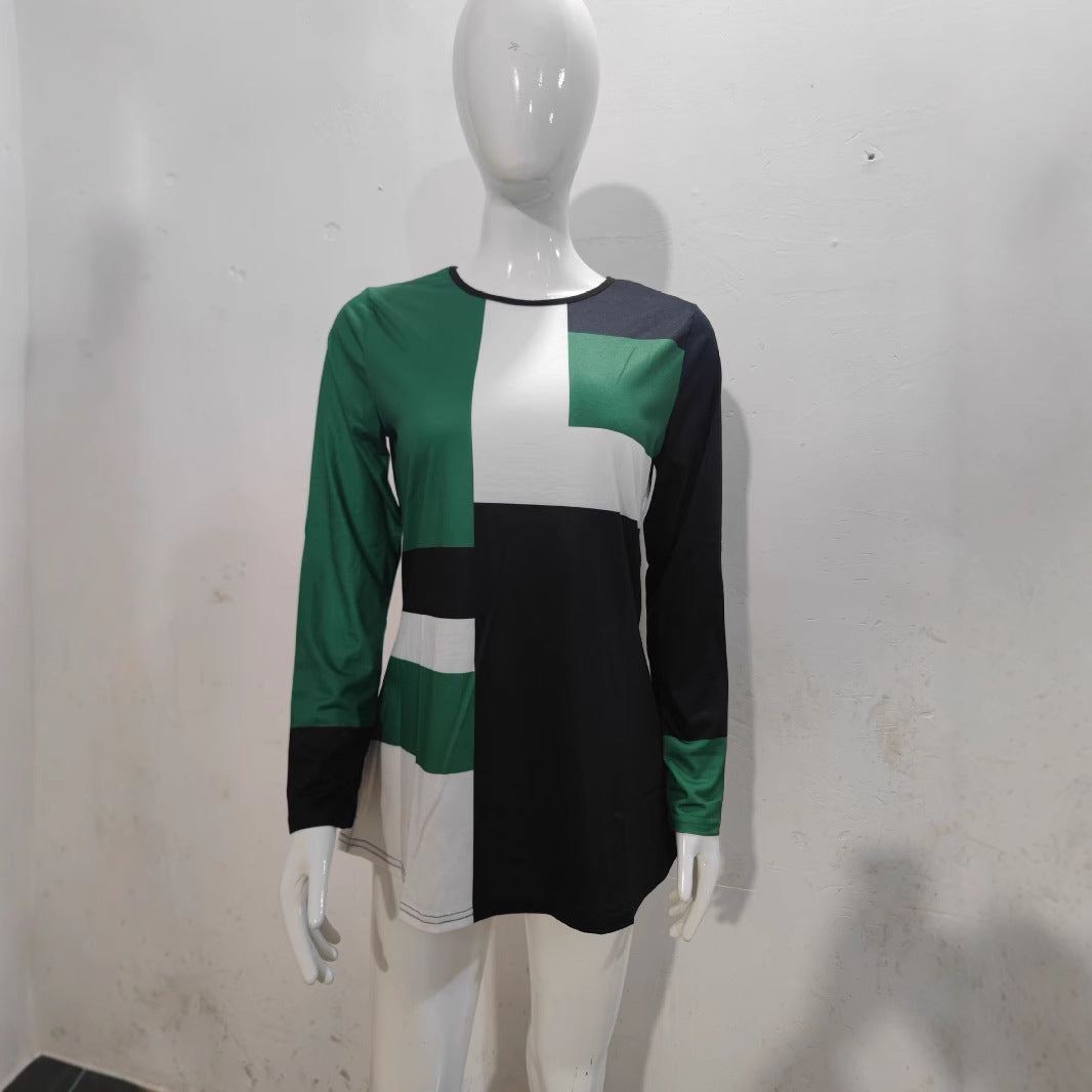Stilla | Trendy Trykt Rund Hals Lange Ærmer T-shirt