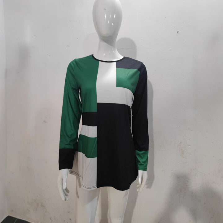 Stilla | Trendy Trykt Rund Hals Lange Ærmer T-shirt