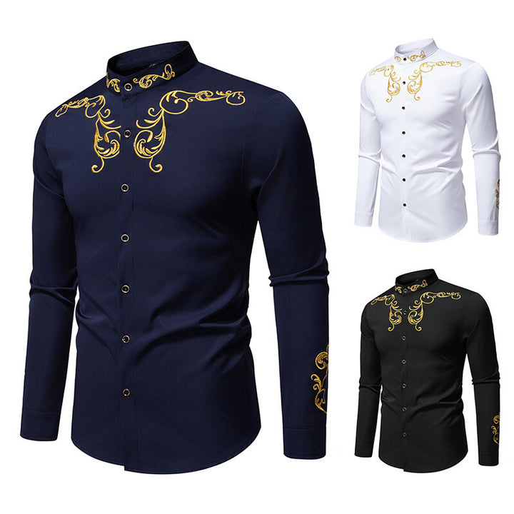 Herre Elegant Broderet Skjorte Stilla