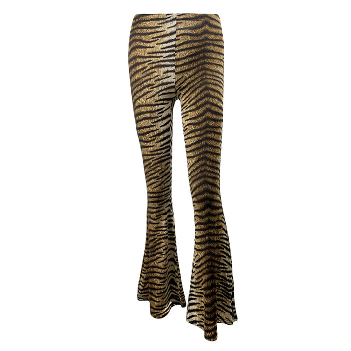 Dame Flared Leggings i dyreprint Tigerstrik-vask Skovae