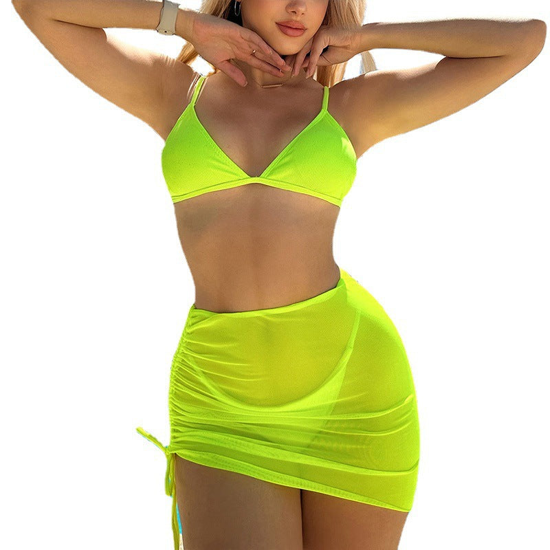 Dame Triangel-Bikini med figursyet omslagskørt Skovae