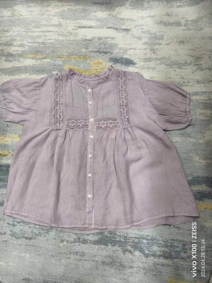 Femme Elegante Knap-Op Bluse med Flæsedetaljer Stilla
