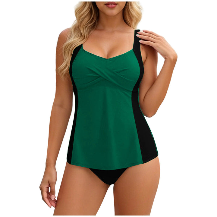 Dame tankini med elegant indpakningsdesign og figurskabende indsatser Skovae