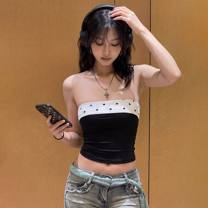Dame Polka-Dots Bandeau-Top Skovae