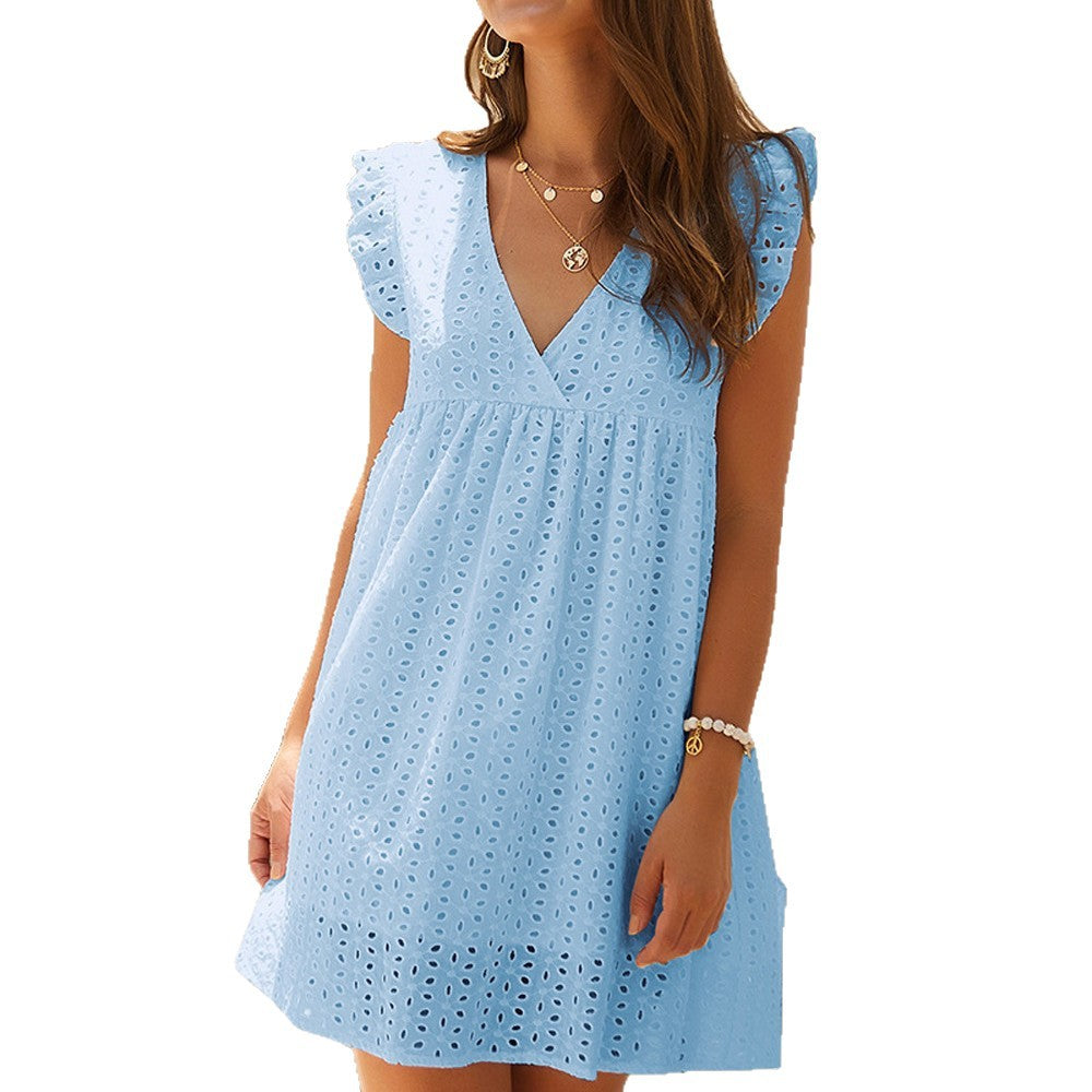 Dame sommerkjole med broderier Stilla