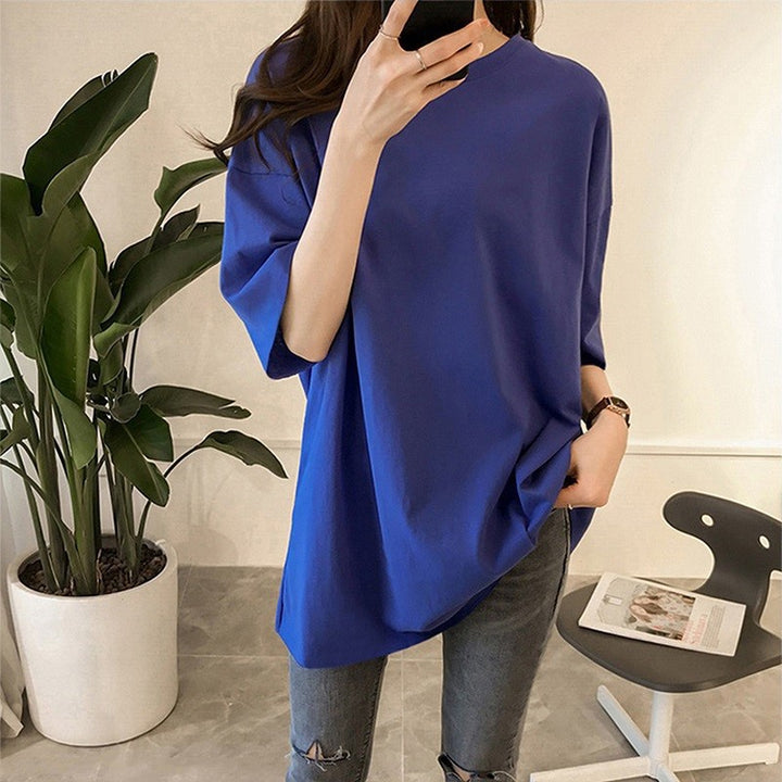 Femme Plus Size Afslappet Fit Løs T-shirt Stilla