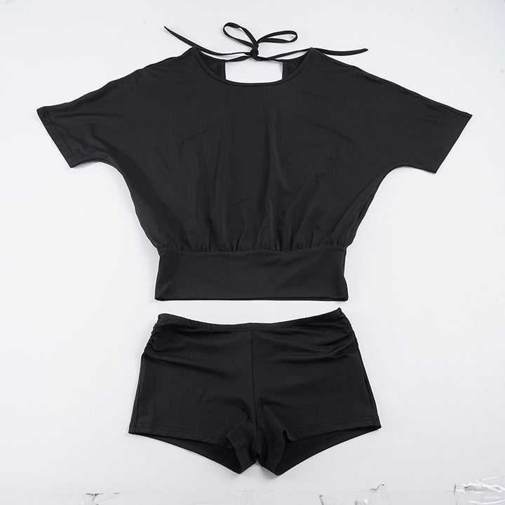 Damer sporty bikini-sæt med løs top og short-kombination Skovae