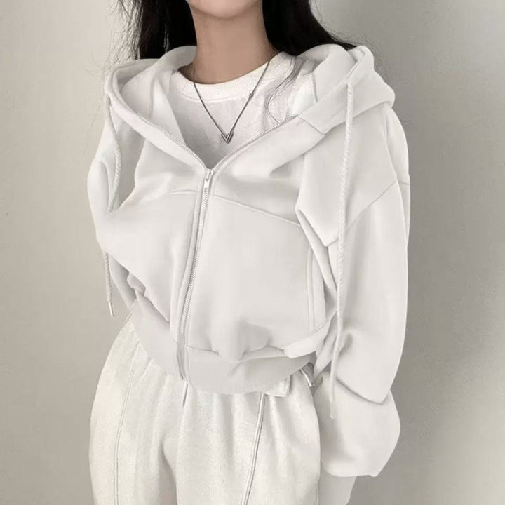 Kvinders cropped hoodie jakke med kængurulomme Stilla