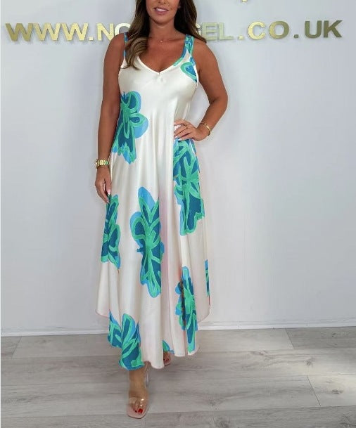Dame Elegant Floral Maxi Kjole Stilla