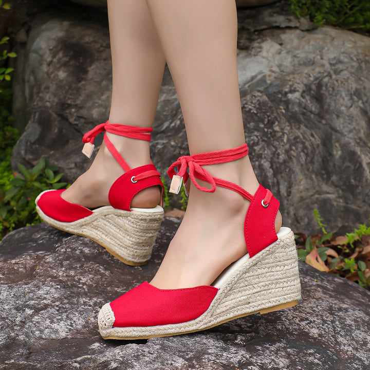 Dame Wedge-Pantoletten med flettet jute-detalje Stilla