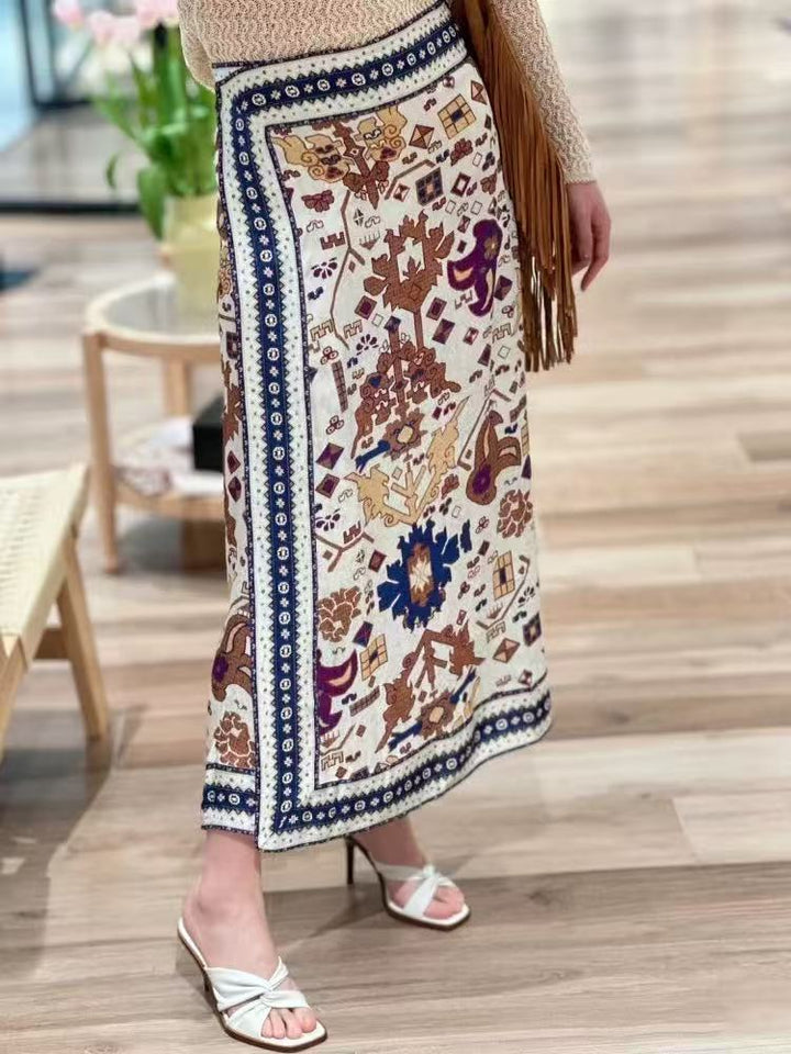 Dame Maxiskørt med kunstnerisk broderi og elegant kant Stilla
