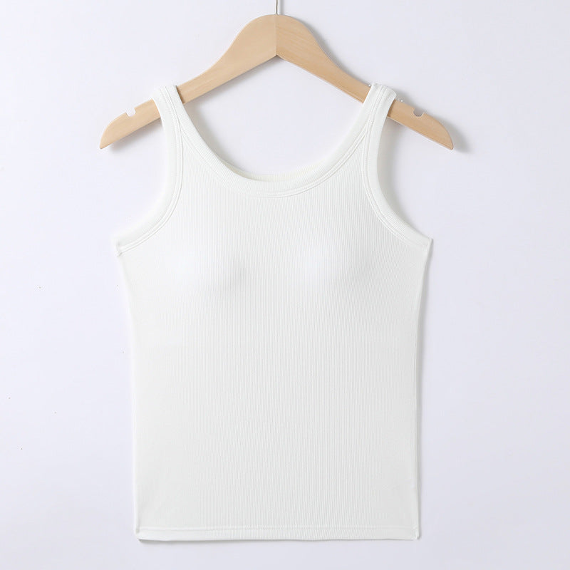 Dame Basic Top med fin ribstruktur og brede stropper Stilla