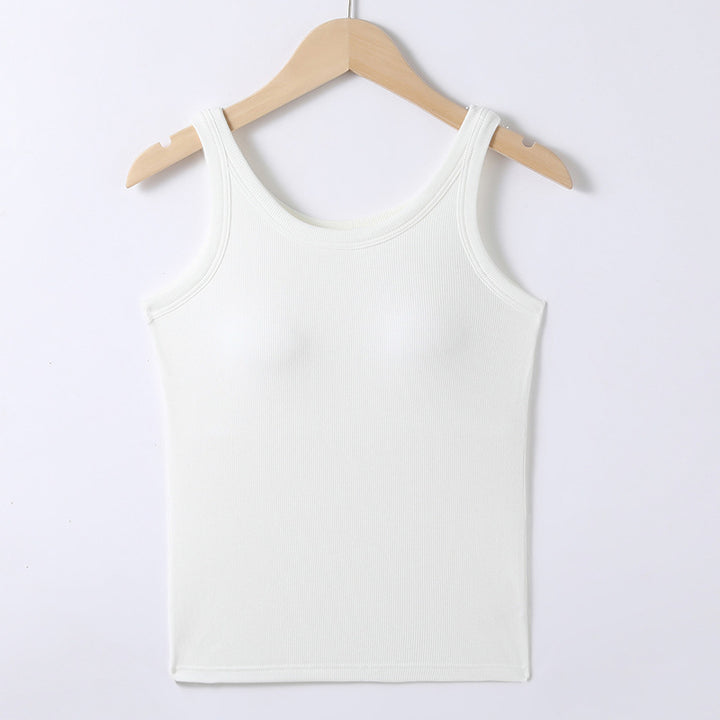 Dame Basic Top med fin ribstruktur og brede stropper Stilla
