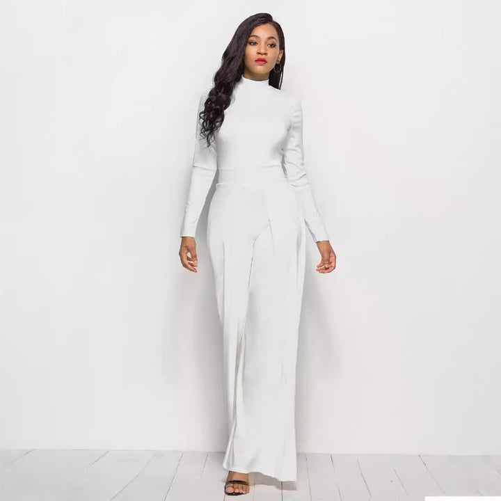 Dame Elegant Jumpsuit med højhalset design og vide ben Stilla