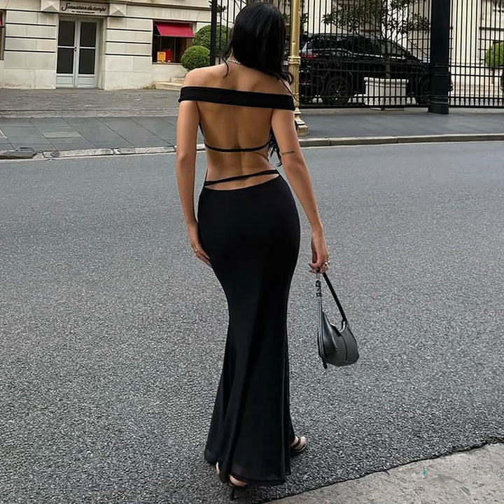 Dame Elegant Wrap Kjole med Off-Shoulder Design og Split Ryg Skovae