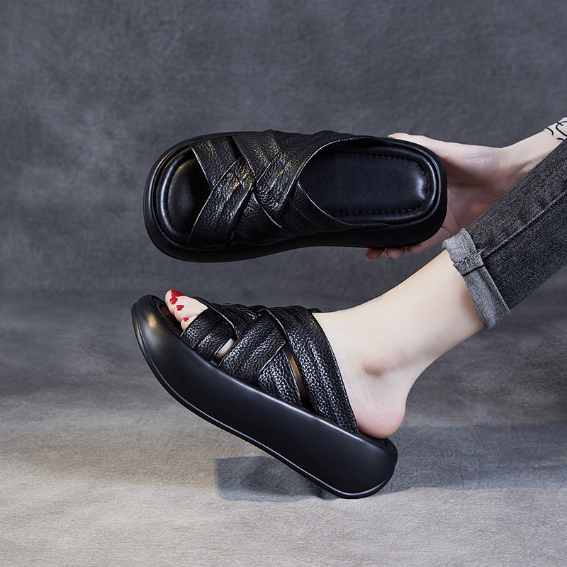 Kvinder Chunky Slide Sandaler med Krydsbåndsdesign Stilla
