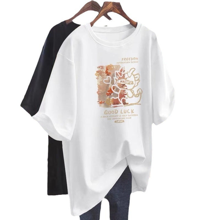 Dame Kortærmet T-Shirt med muntert motiv og afslappet snit Stilla