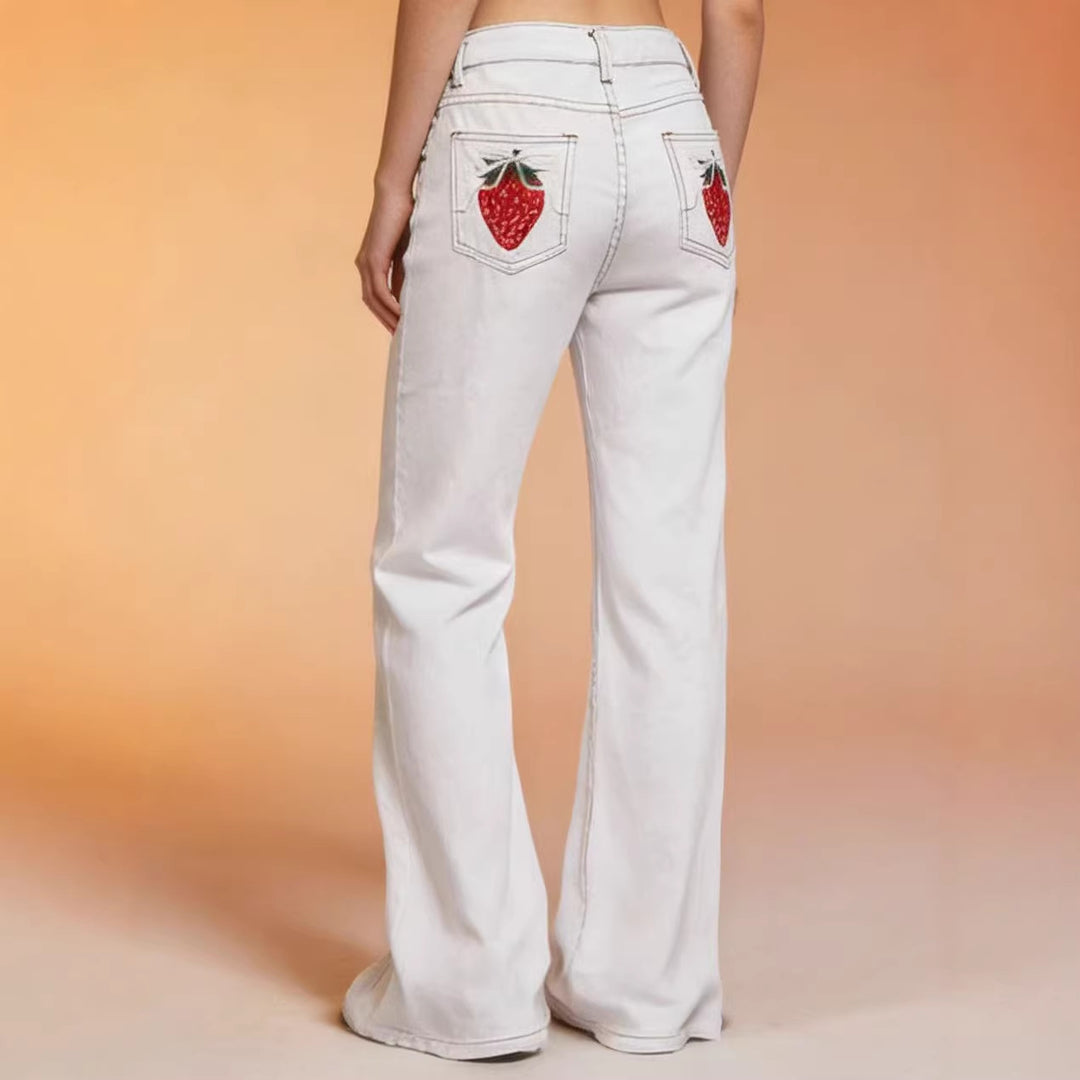 Dame flared jeans med høj talje og elegante sømdetaljer Skovae