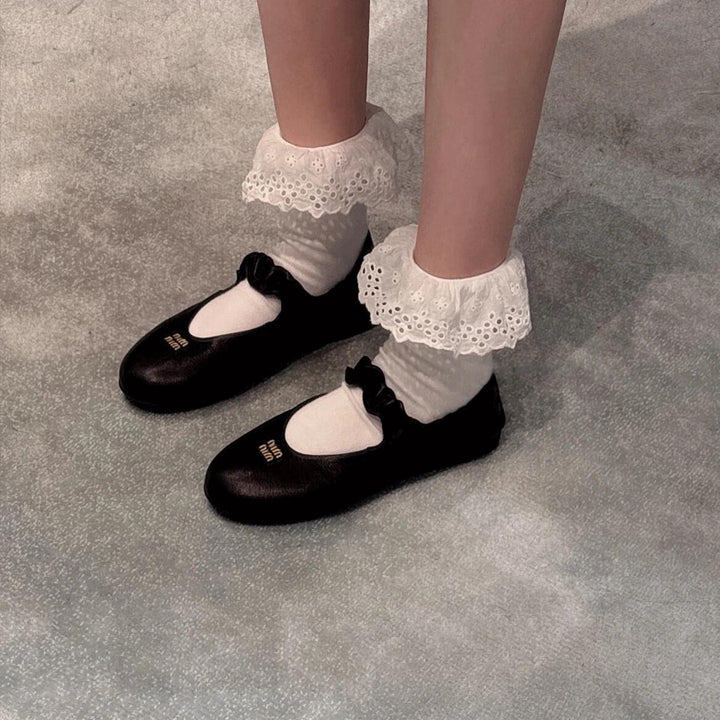 Dame Elegante Ballerina Flats med Rynkedetaljer Stilla