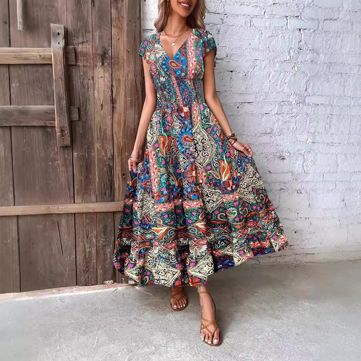 Dame Maxikjole med boho-inspireret mønster Stilla