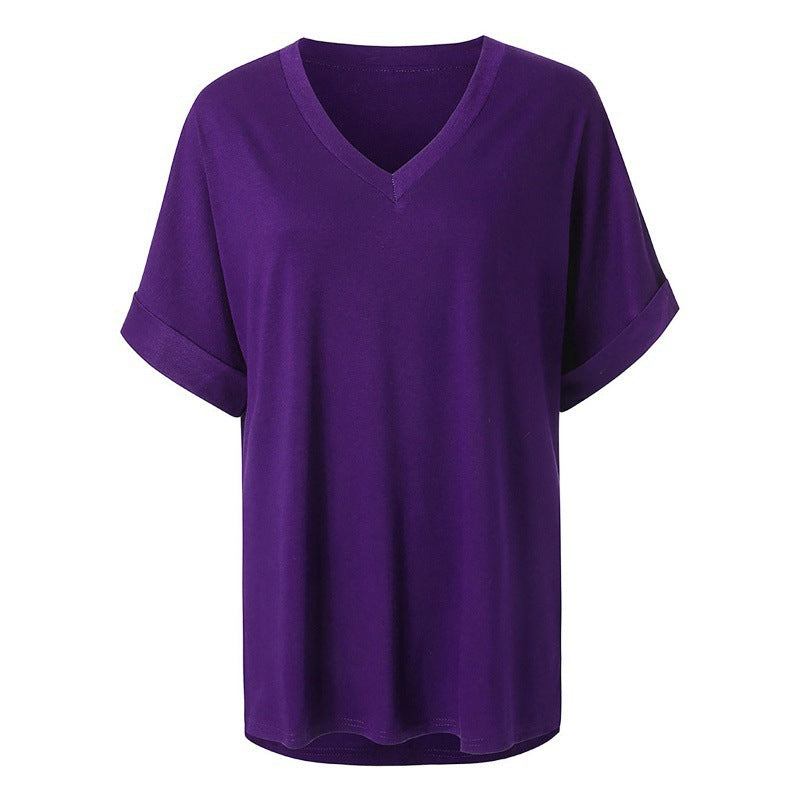 Dame Casual V-hals Løs Top Stilla