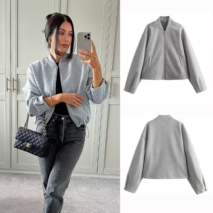 Femme Cozy Cropped Zip-Up Jakke Stilla