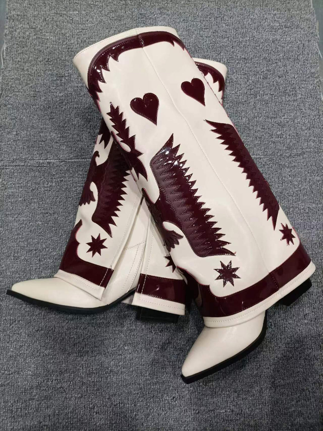 Femme Dekorative Western-stil Knæhøje Støvler Stilla