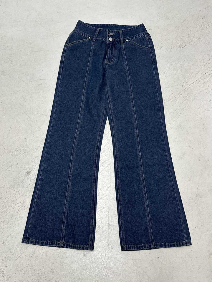 Dame Bredde Jeansbukser i Retro-Stil med Høj Talje Skovae