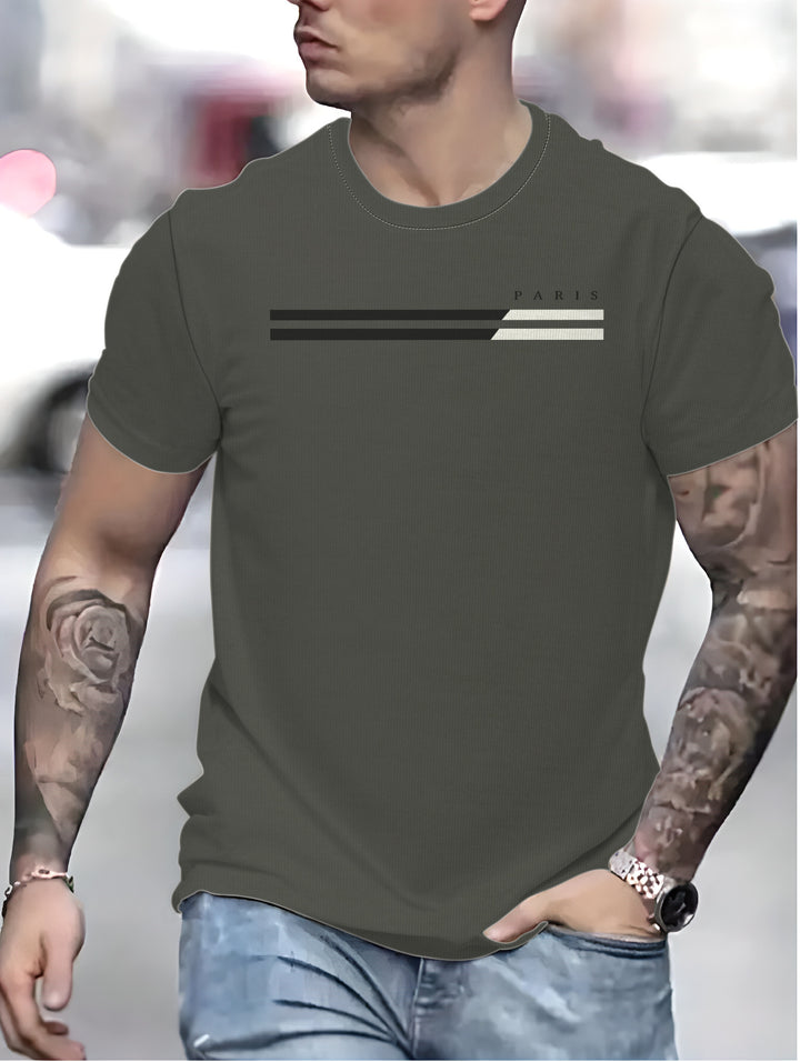 Herrer T-shirt med stilfuldt linjemønster Stilla