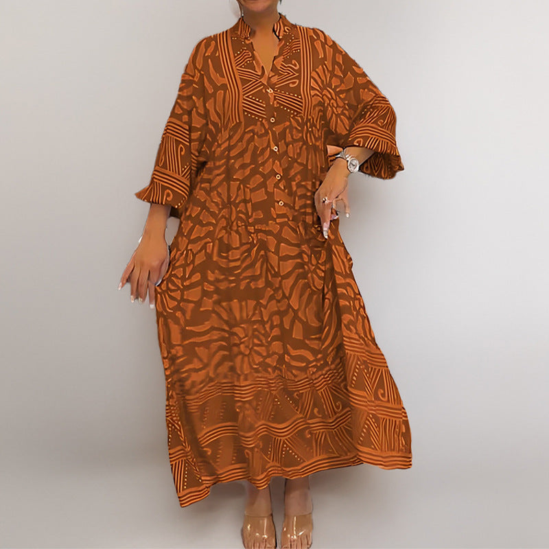 Dame Kaftan med unikt geometrisk mønster Stilla