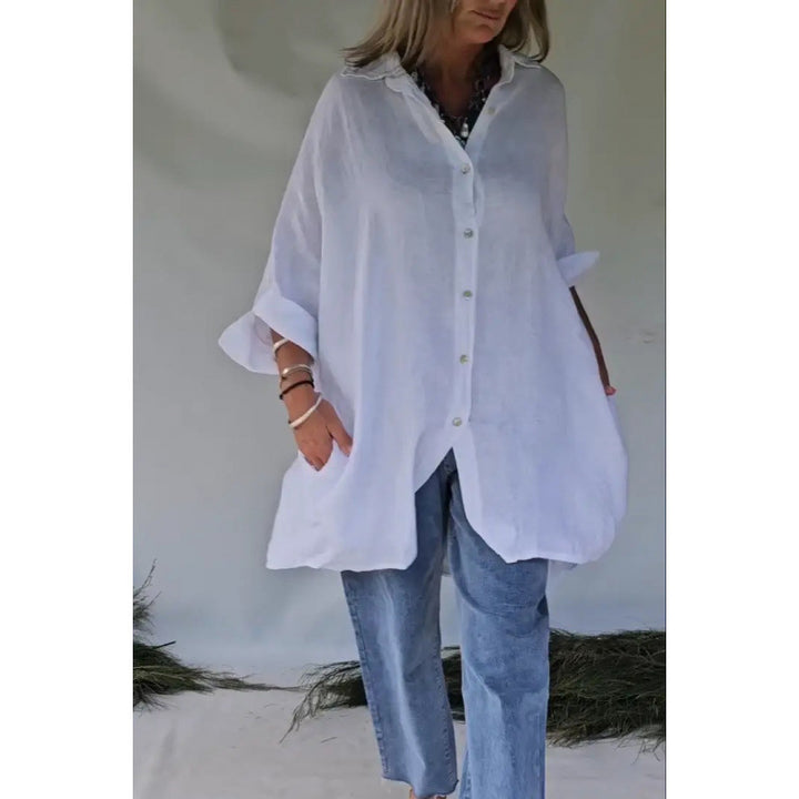 Dame oversized skjorte med knaplukning Stilla