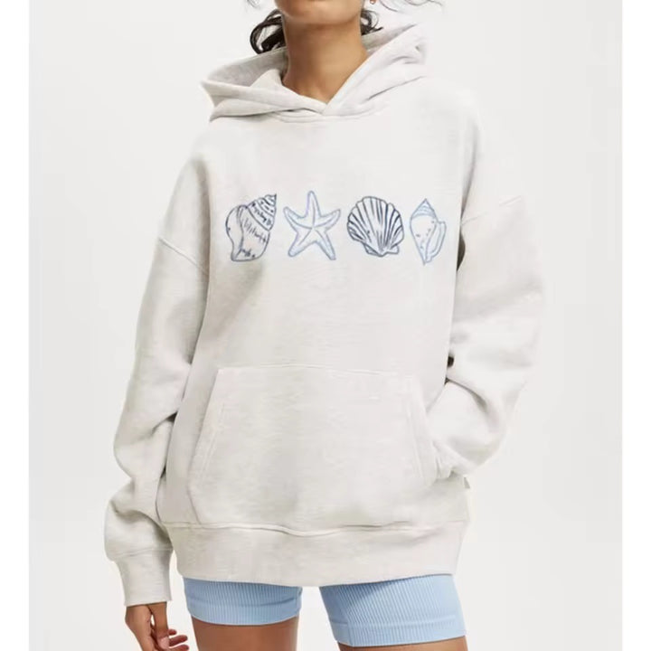 Dame hoodie med maritimt motiv og blødt stof Skovae