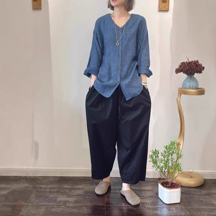 Femme Alsidig Button-Up Linned skjorte Stilla