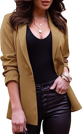 Dame Elegant Blazer med afslappet snit og smalle revers Stilla