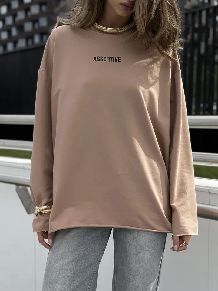 Kvinders afslappede oversized sweatshirt med printdesign Skovae