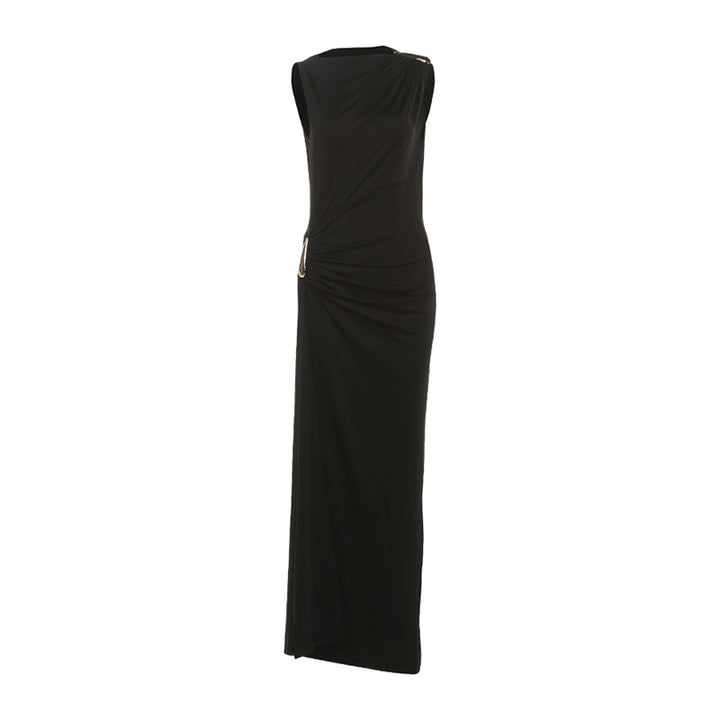 Dame Elegant Maxikjole med asymmetrisk snit og draperinger Skovae